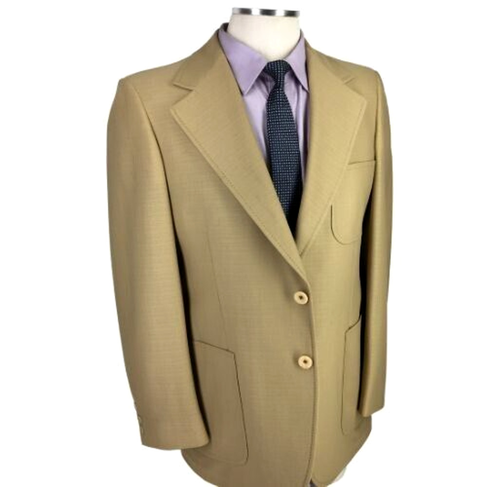 40L Cottrells Denver USA Mens 1970s Vintage Blazer Sport Coat Jacket Sand Beige
